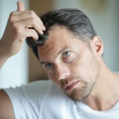 Man combing his hair