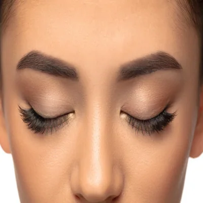 Close-up of shaped eyebrows